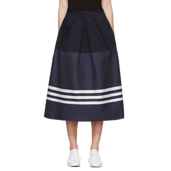 Jil Sander Navy Navy Striped Midi Skirt - Picture 1 of 12